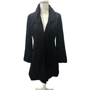 WHITE HOUSE BLACK MARKET WHBM Black Faux Fur Collared Jacket Coat Size Small